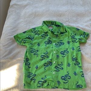 Green Kids Shirt with Blue Snake Print